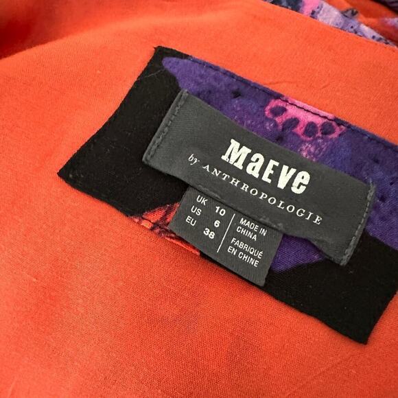 Anthropologie MAEVE Macie Maxi Dress Purple Floral Print Orange Purple Sz US 6 - Picture 9 of 14